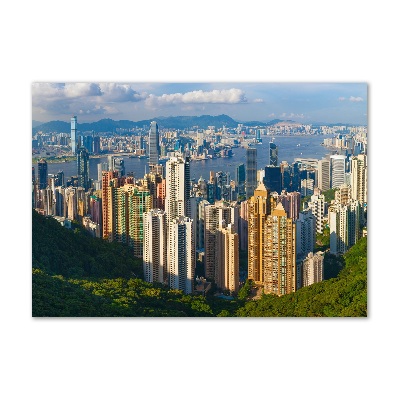 Glass picture wall art Hong kong panorama