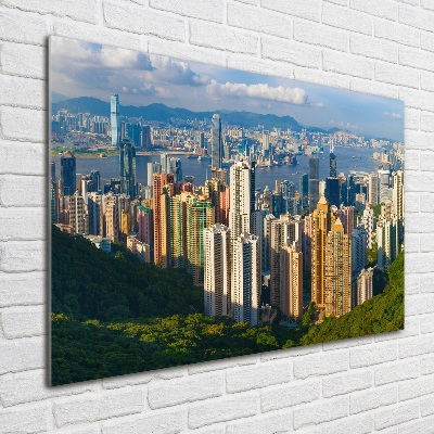 Glass picture wall art Hong kong panorama