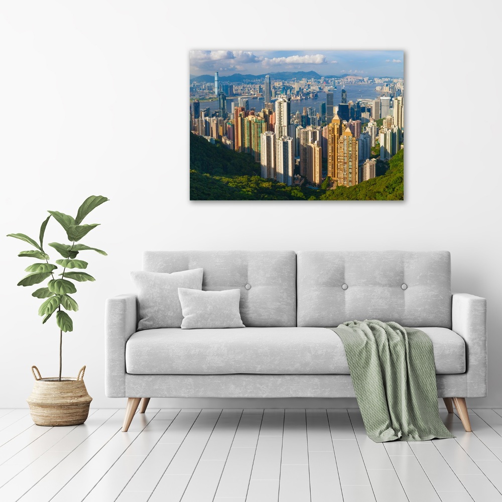 Glass picture wall art Hong kong panorama