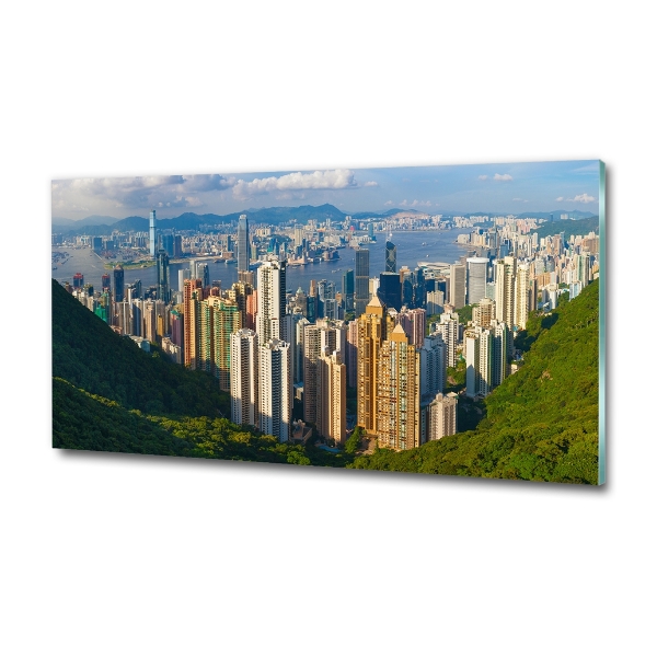 Glass picture wall art Hong kong panorama