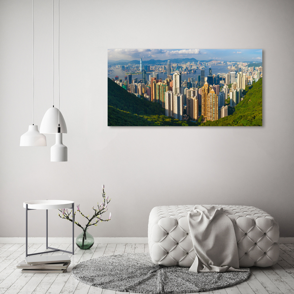 Glass picture wall art Hong kong panorama