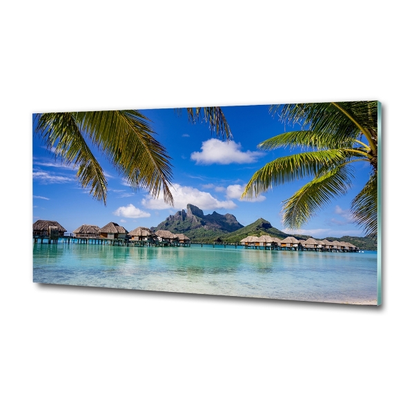 Glass art print Palms on bora bora