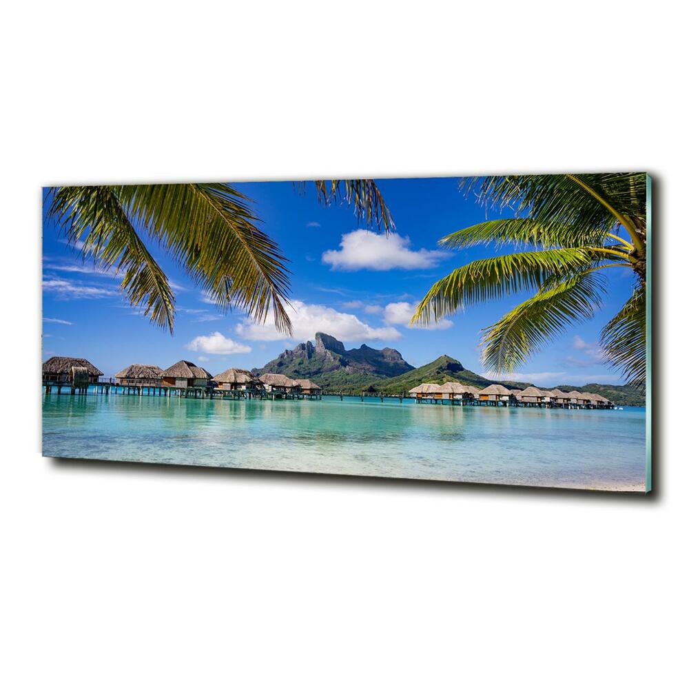 Glass art print Palms on bora bora