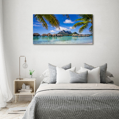 Glass art print Palms on bora bora