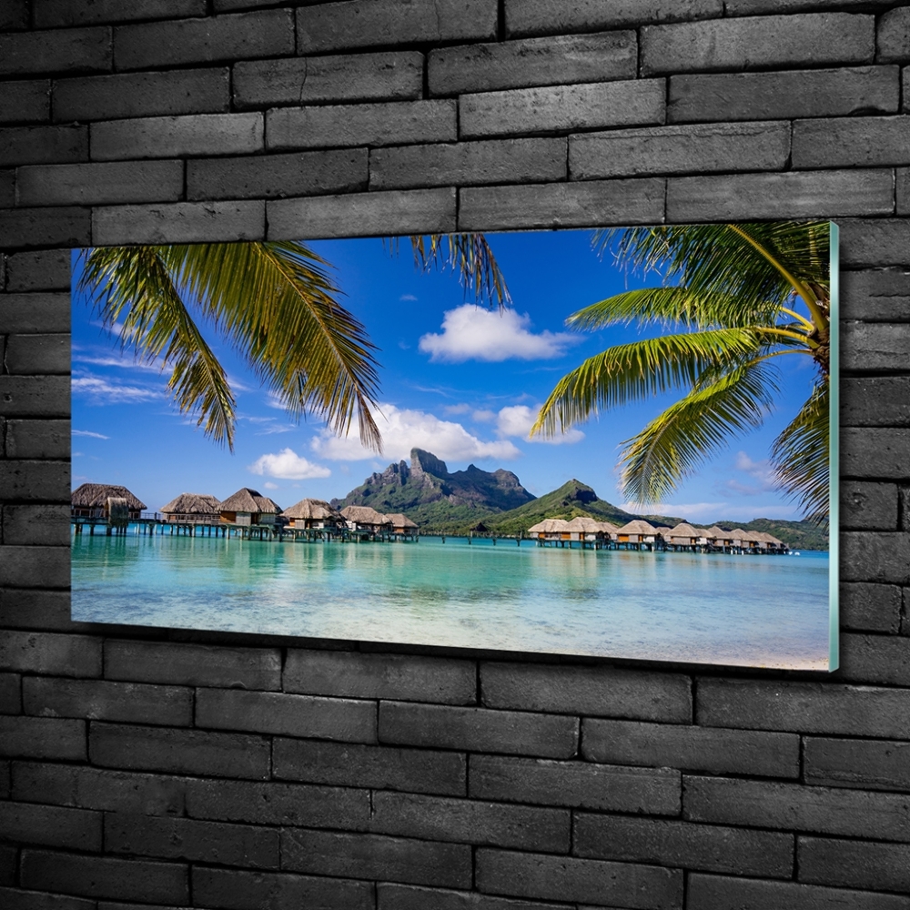 Glass art print Palms on bora bora