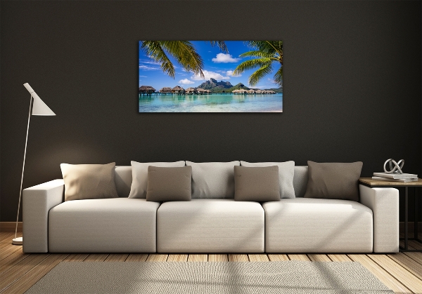 Glass art print Palms on bora bora