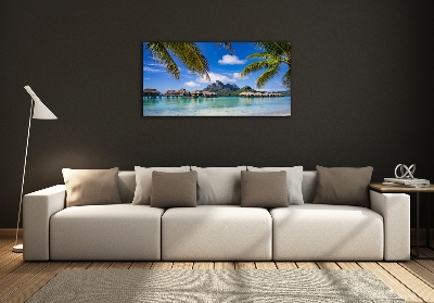 Glass art print Palms on bora bora