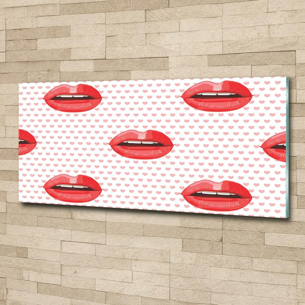 Wall art on glass Red lips