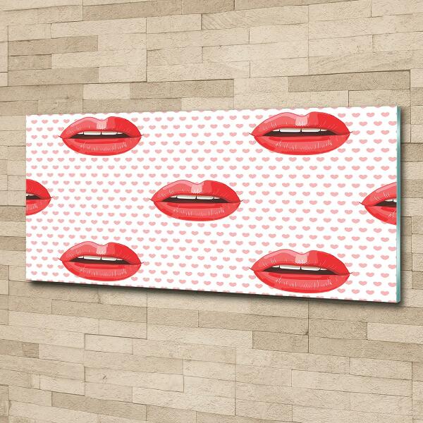 Wall art on glass Red lips