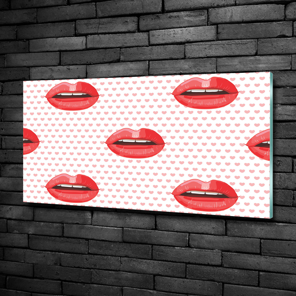 Wall art on glass Red lips