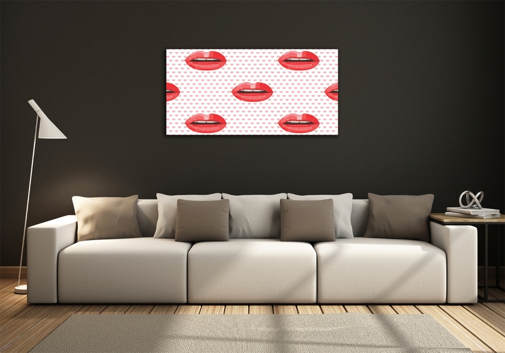 Wall art on glass Red lips