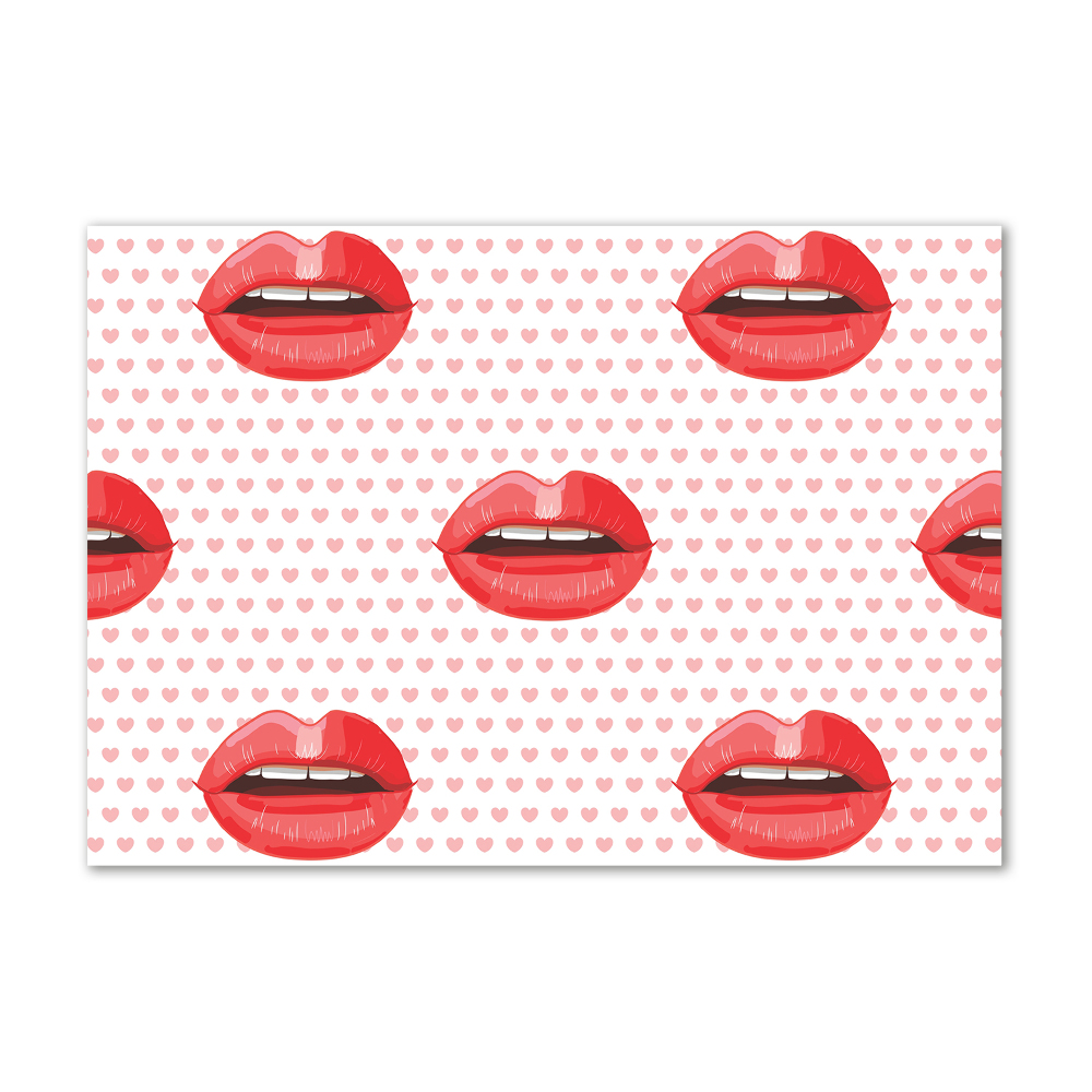 Wall art on glass Red lips