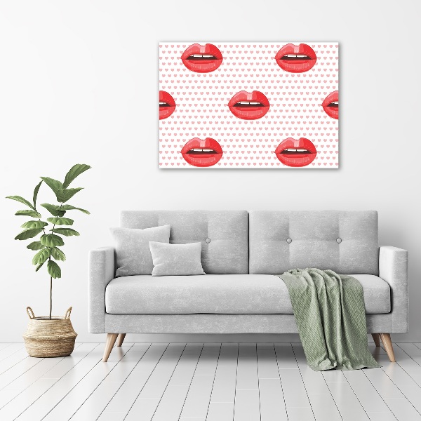 Wall art on glass Red lips