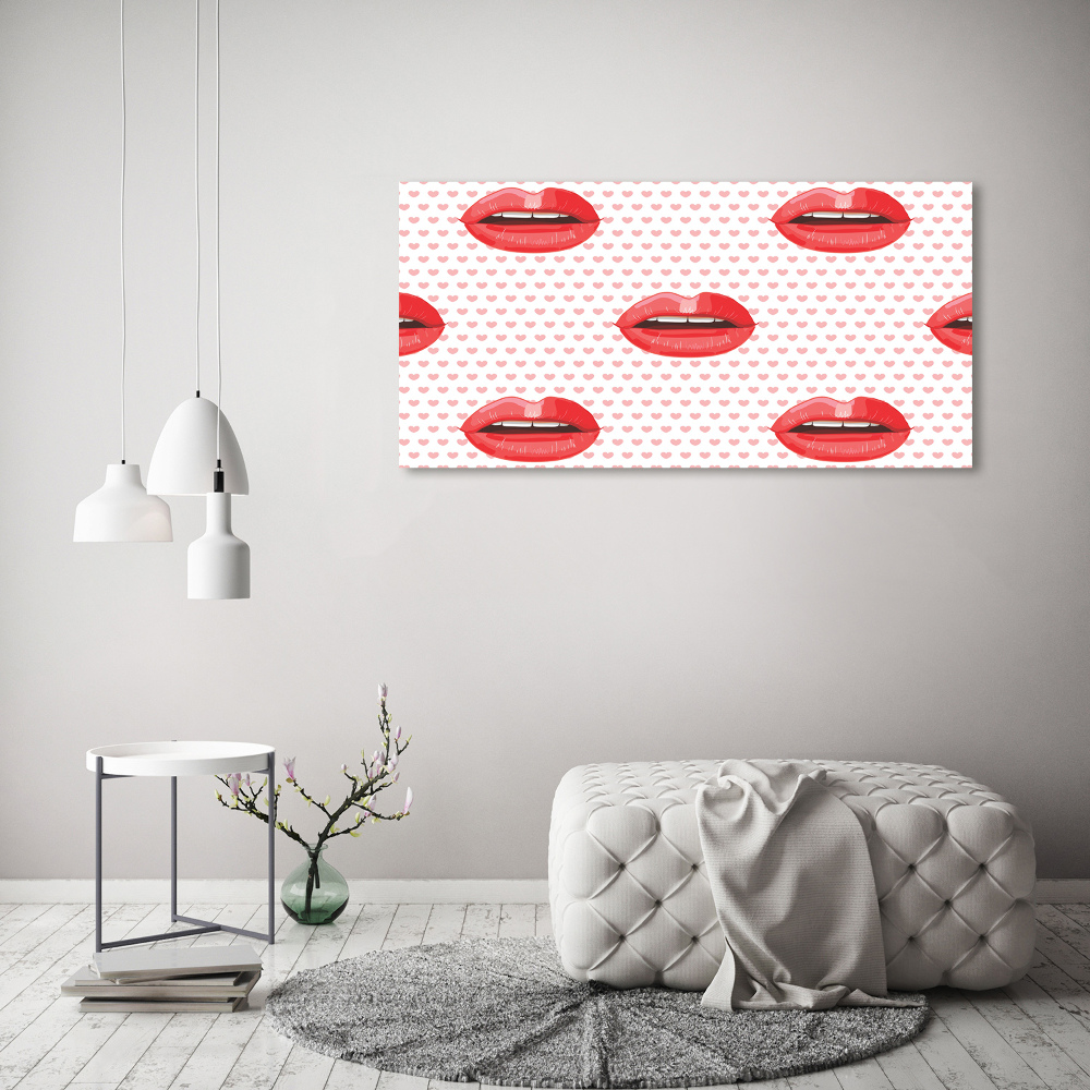 Wall art on glass Red lips