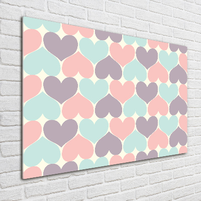 Wall art on glass Colorful hearts