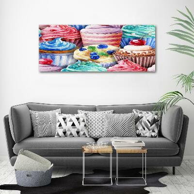 Printed glass wall art Colorful muffins