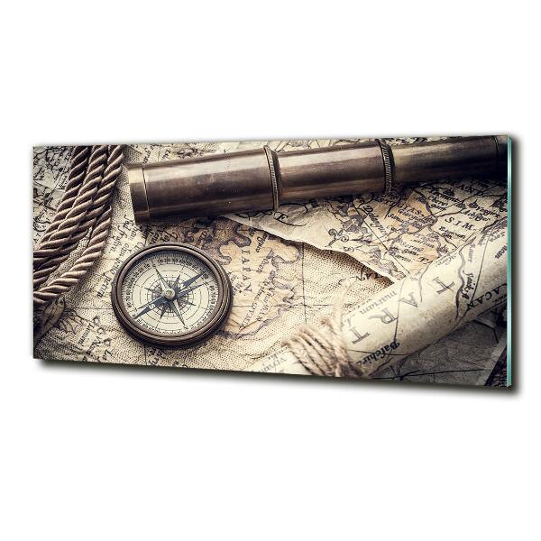 Wall art on glass Compass map of magnifier