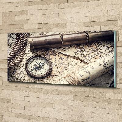 Wall art on glass Compass map of magnifier