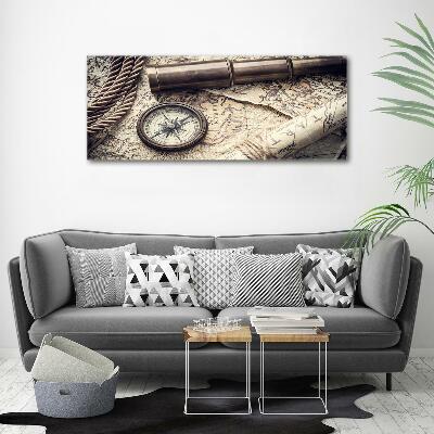 Wall art on glass Compass map of magnifier