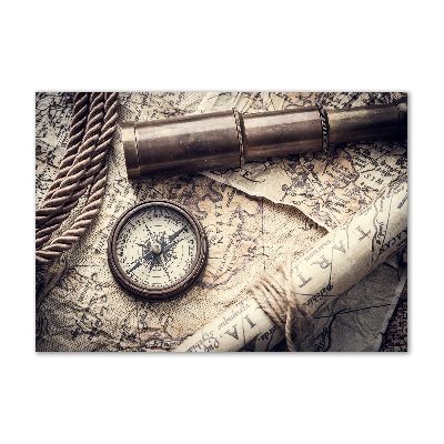 Wall art on glass Compass map of magnifier