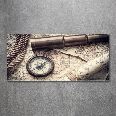 Wall art on glass Compass map of magnifier