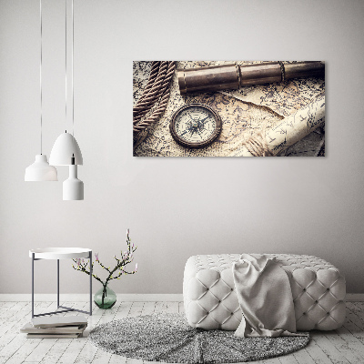 Wall art on glass Compass map of magnifier