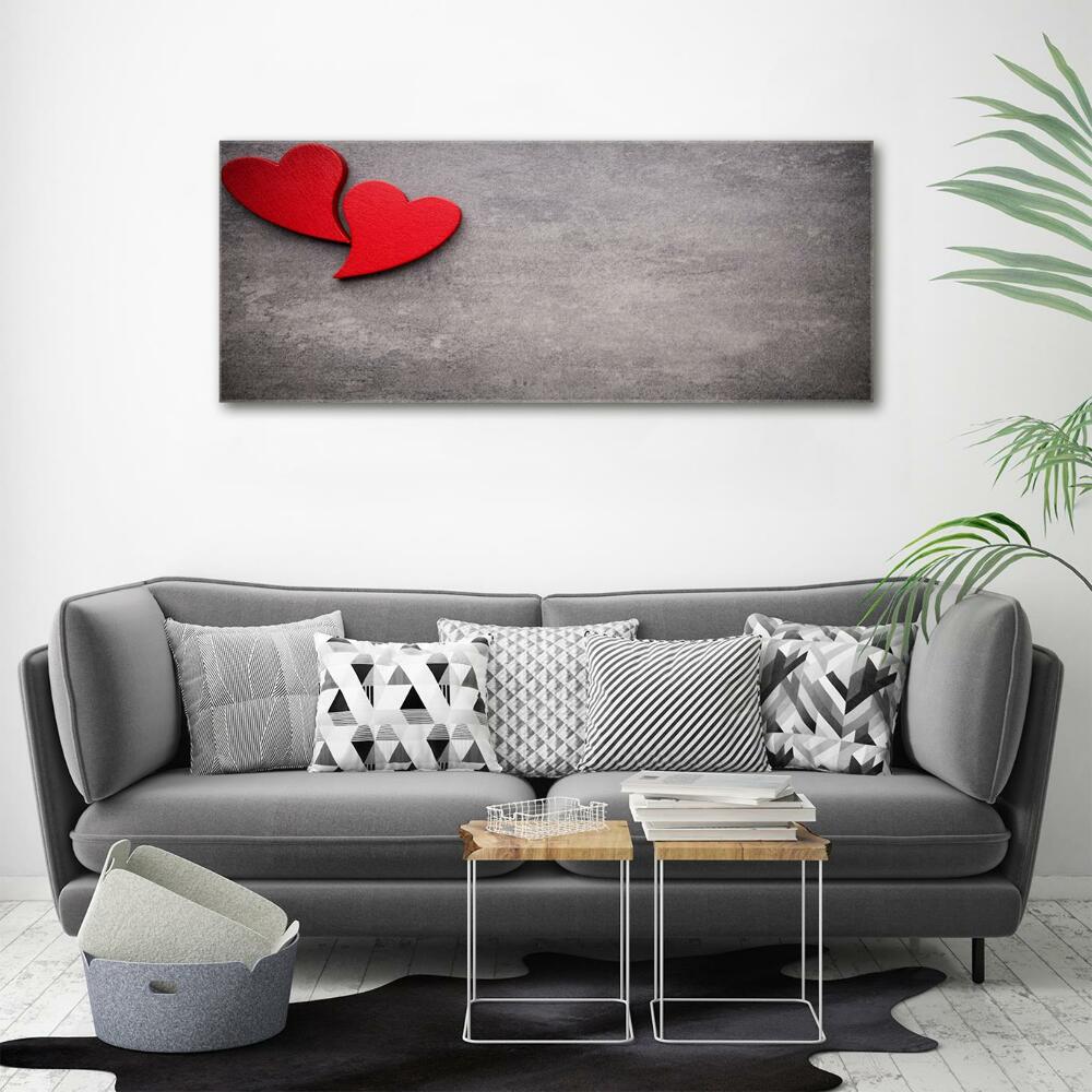 Glass art print Red hearts