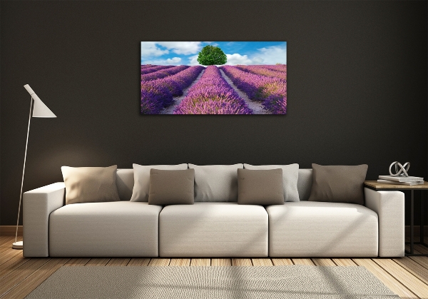 Glass art picture Lavender field