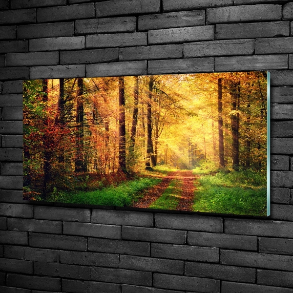 Glass art picture Forest in autumn