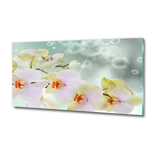 Glass wall art White orchid