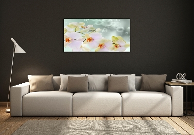 Glass wall art White orchid