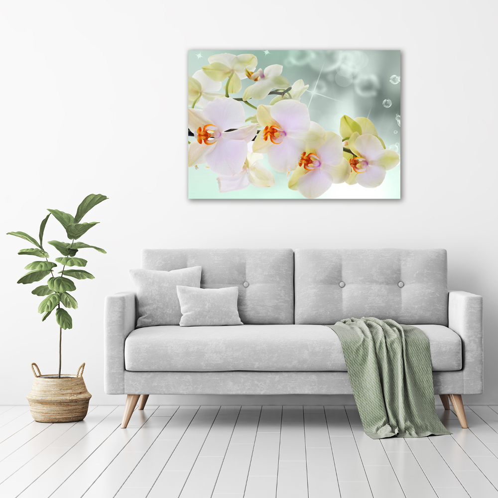 Glass wall art White orchid