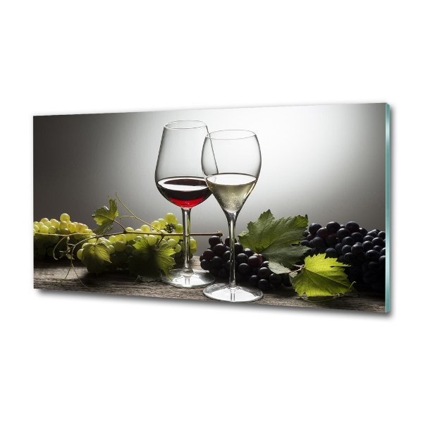 Glass wall art Wine and grapes