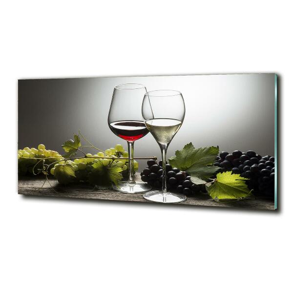 Glass wall art Wine and grapes