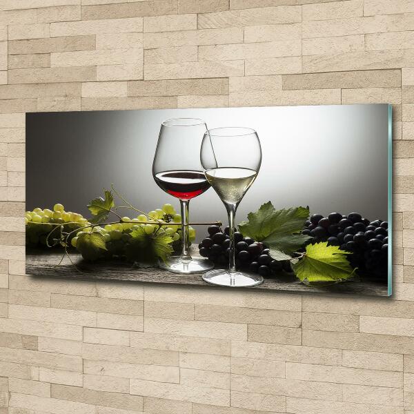 Glass wall art Wine and grapes