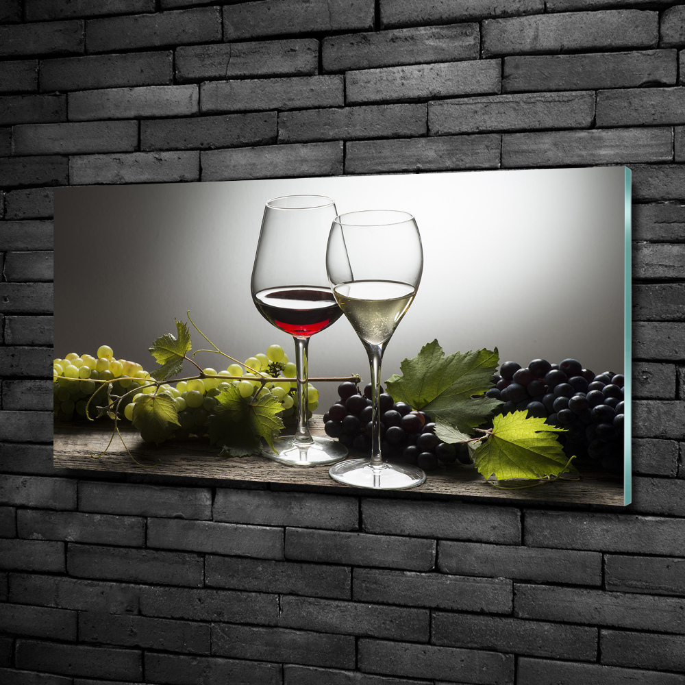 Glass wall art Wine and grapes