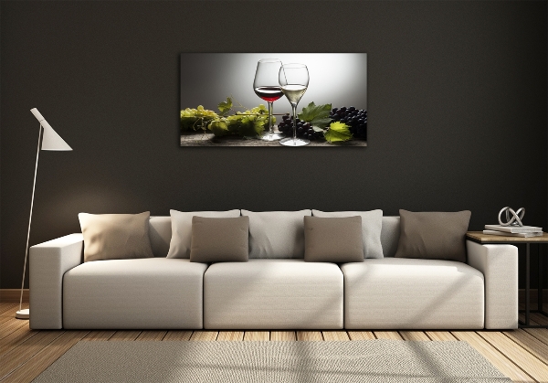 Glass wall art Wine and grapes