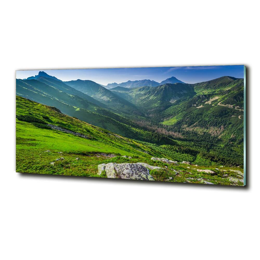 Glass art print Dawn in the mountains