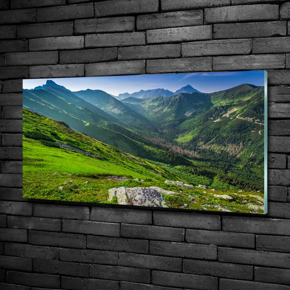 Glass art print Dawn in the mountains