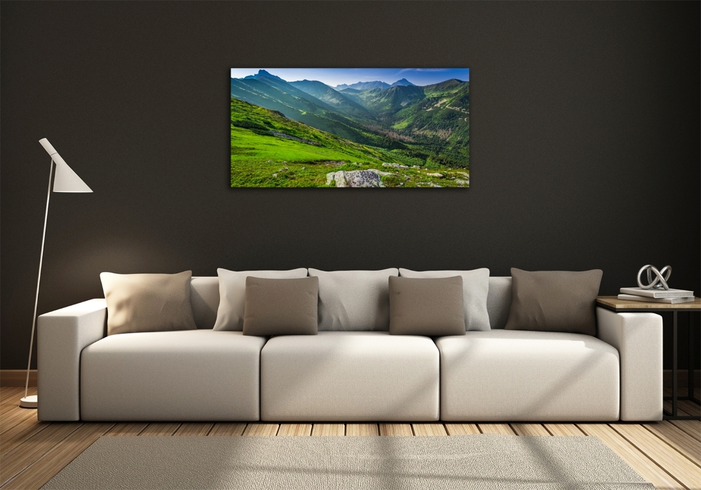 Glass art print Dawn in the mountains