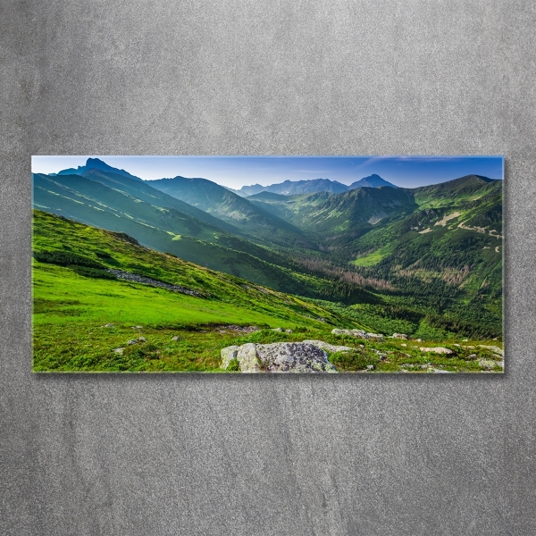 Glass art print Dawn in the mountains