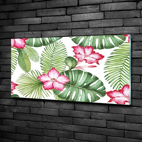 Glass art picture Tropical flowers