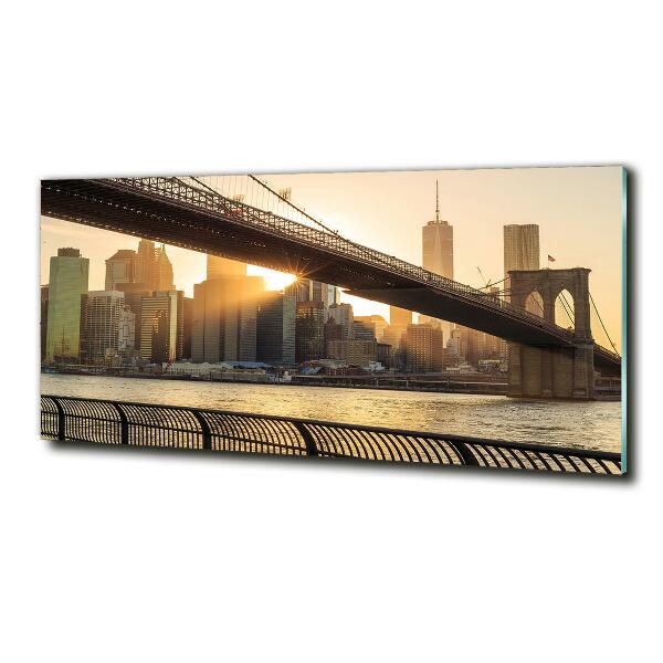 Printed glass wall art Brooklyn bridge