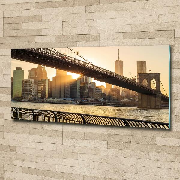 Printed glass wall art Brooklyn bridge