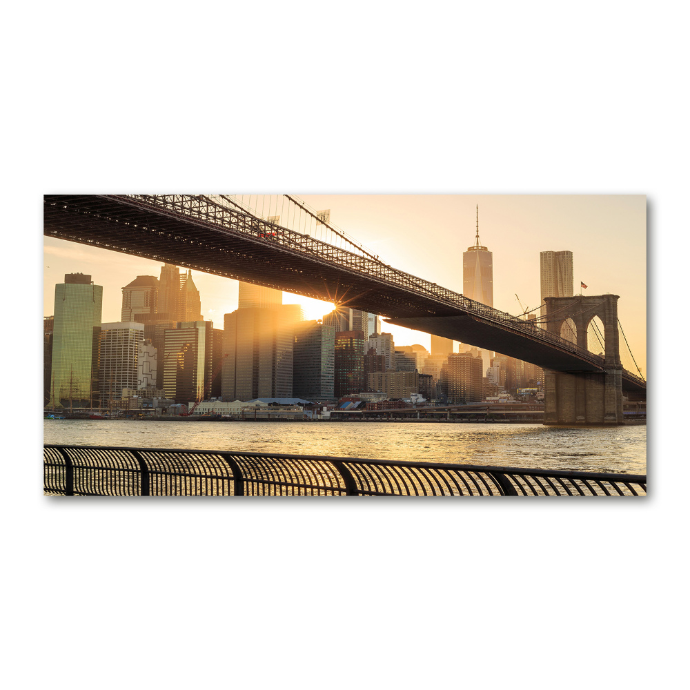 Printed glass wall art Brooklyn bridge