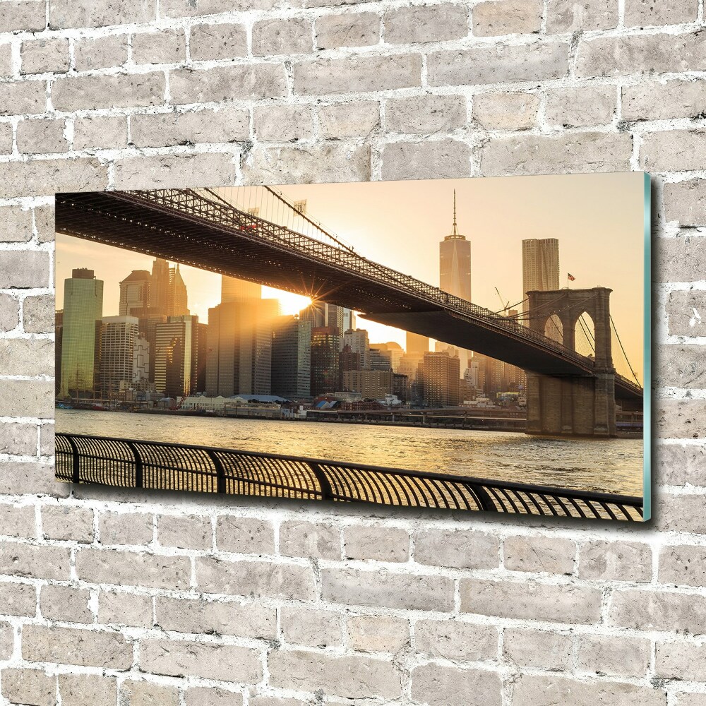 Printed glass wall art Brooklyn bridge