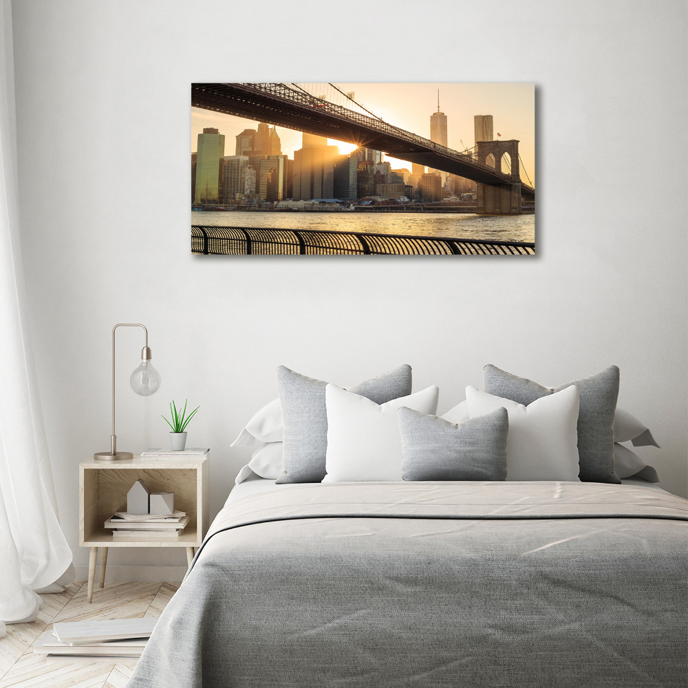 Printed glass wall art Brooklyn bridge