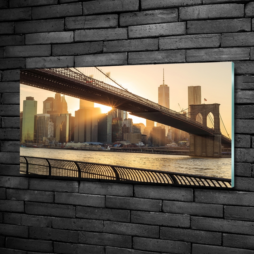 Printed glass wall art Brooklyn bridge