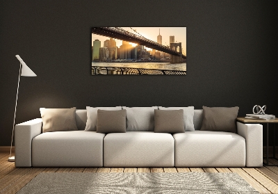 Printed glass wall art Brooklyn bridge