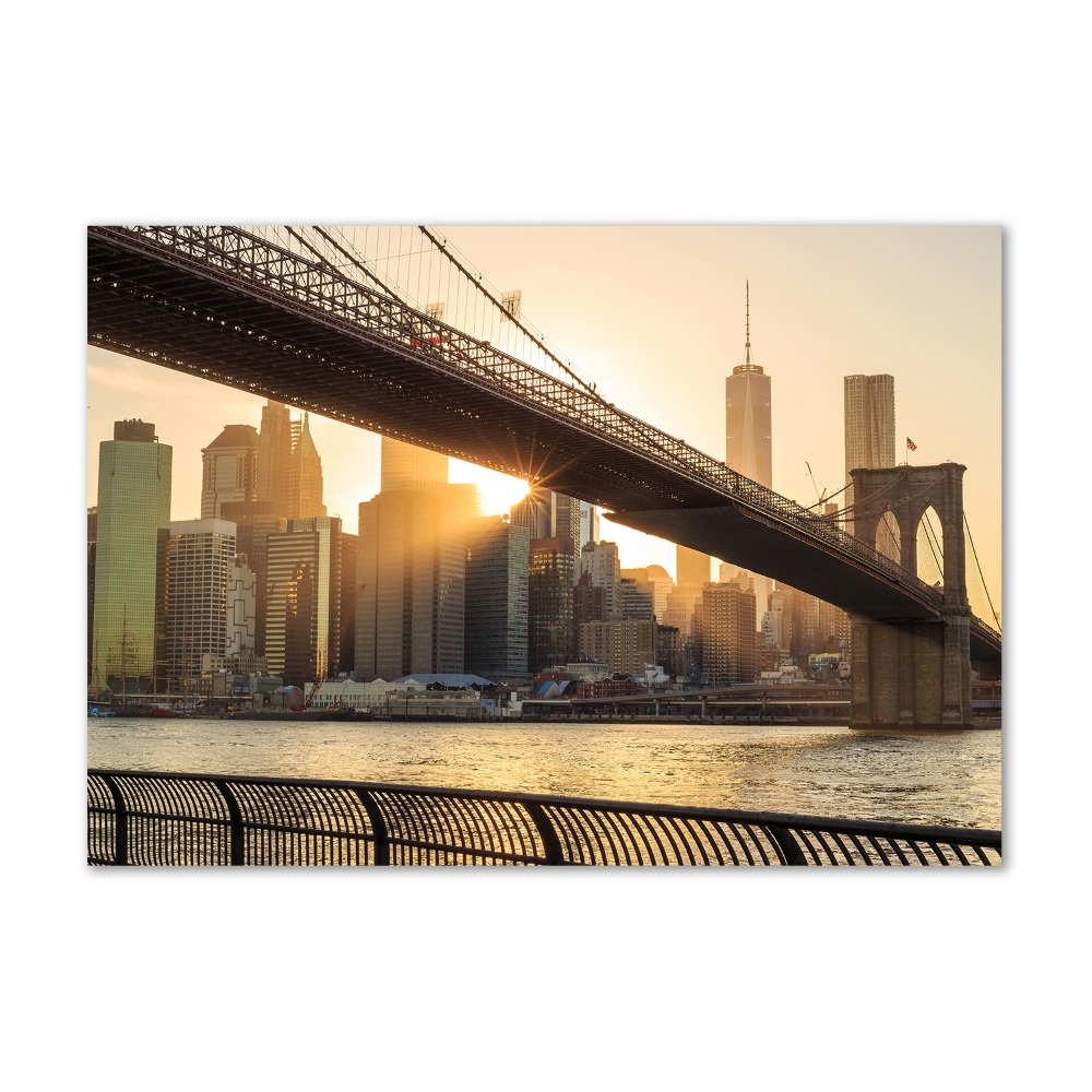 Printed glass wall art Brooklyn bridge